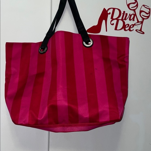 Victoria's Secret Fuchsia Striped Tote - Picture 6 of 8